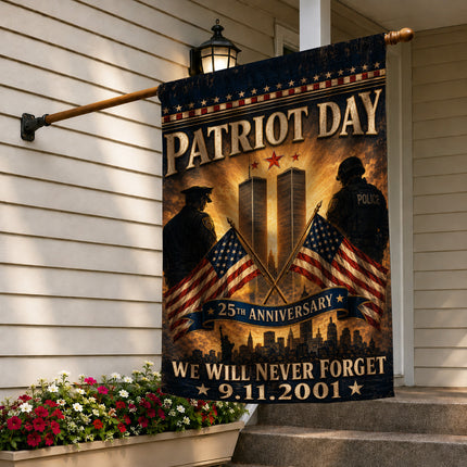 Patriot Day 25th Anniversary Crossed Flags Police Honor Guard Memorial Flag