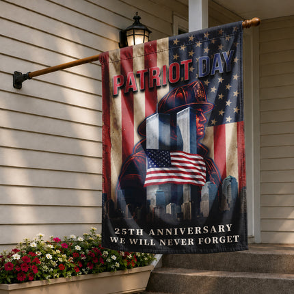 Patriot Day 25th Anniversary Firefighter Twin Towers Tribute Flag