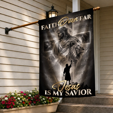 SP-01 Religious Yard Decor Flag Faith Over Fear Jesus Is My Savior Memorial Day