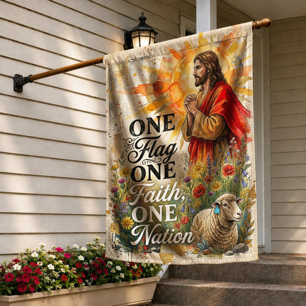 One Flag One Faith One Nation God Inspired Jesus Lamb Flag