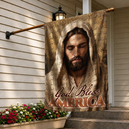 SP-01 Jesus American Flag God Bless America Christian Garden Flag Fourth of July