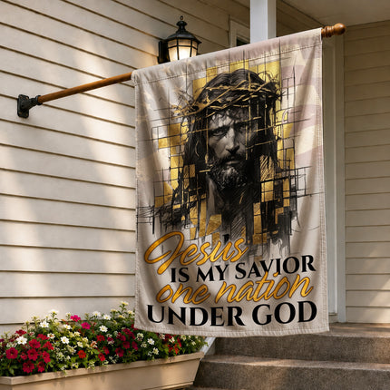 SP-01 Jesus Garden Flag Jesus Is My Savior One Nation Under God Christian Flag