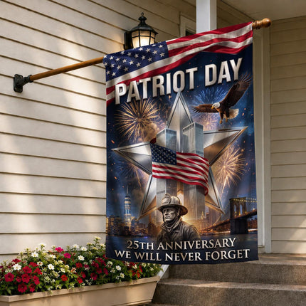 Firefighter Star Twin Towers Patriot Day 25th Anniversary Flag
