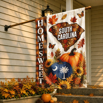 South Carolina Home Sweet Autumn Pumpkin Harvest Flag