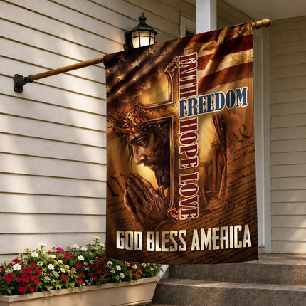 God Bless America Faith Hope Love Freedom Flag