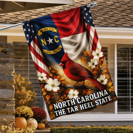 North Carolina Fall Cardinal Dogwood Tar Heel State Flag