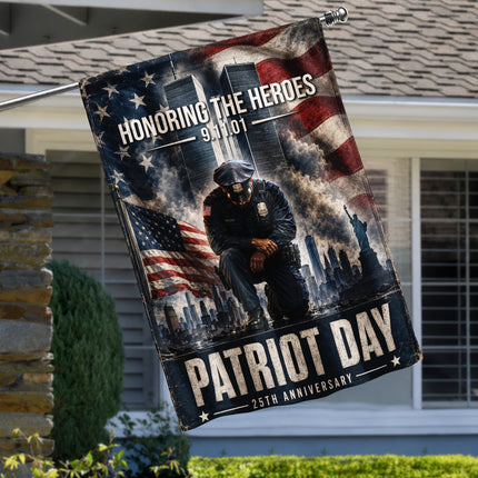Patriot Day 25th Anniversary Kneeling Police Ground Zero Tribute Flag