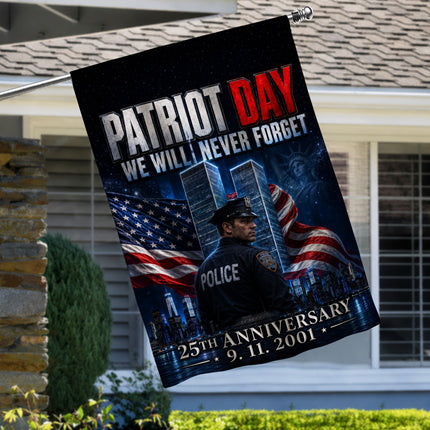 25th Anniversary Patriot Day Night Watch Police Twin Towers Memorial Flag
