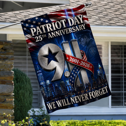Patriot Day 25th Anniversary 2001 2026 Police Star Twin Towers Flag