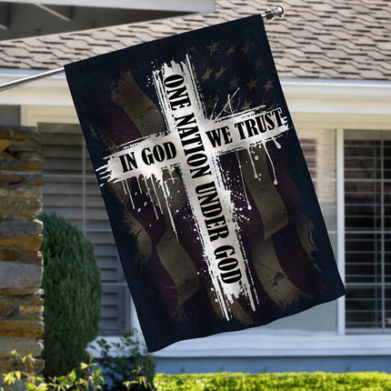SP-01 In God We Trust One Nation Under God Christian Cross Garden Flag Memorial Day