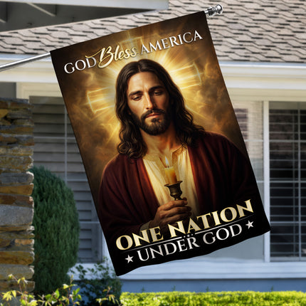 SP-01 Christian Patriotic Flag God Bless America One Nation Under God Memorial Day