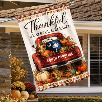 South Carolina Thankful Harvest Truck Fall Flag