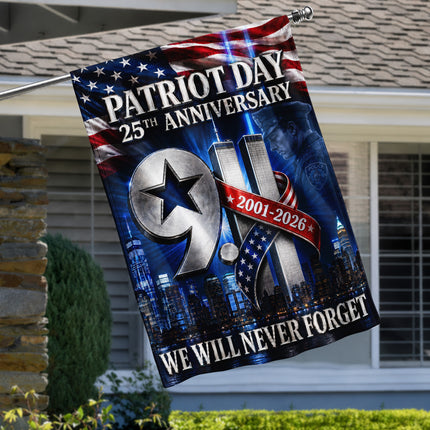 Patriot Day 25th Anniversary 2001 2026 Police Star Twin Towers Flag
