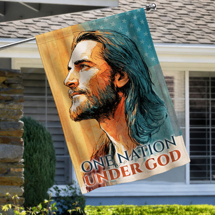 SP-01 Christian Art Flag One Nation Under God Prayer and Devotion