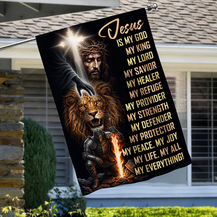 SP-01 Christian Warrior Flag Jesus Is My God Prayer & Spiritual Warfare Garden Flag