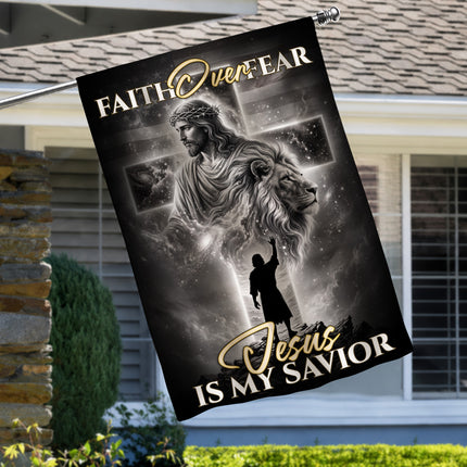 SP-01 Religious Yard Decor Flag Faith Over Fear Jesus Is My Savior Memorial Day
