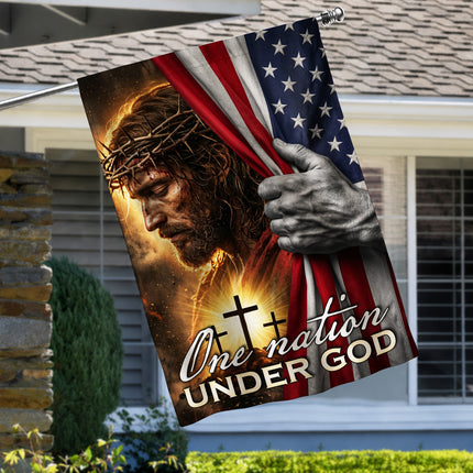 One Nation Under God Jesus American Flag Cross Flag