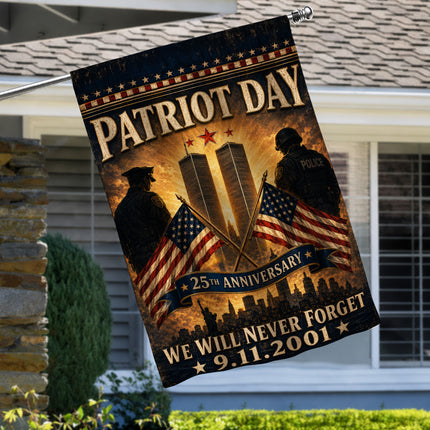 Patriot Day 25th Anniversary Crossed Flags Police Honor Guard Memorial Flag