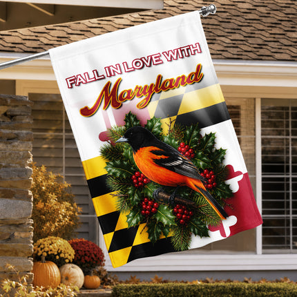 Maryland Fall Flag Fall in Love Oriole State Garden Decor
