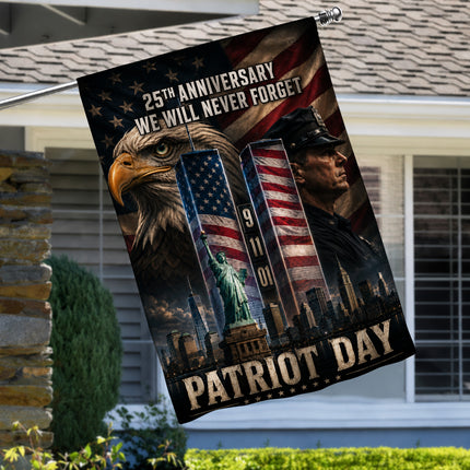 25th Anniversary Patriot Day Liberty Police Eagle Twin Towers Tribute Flag