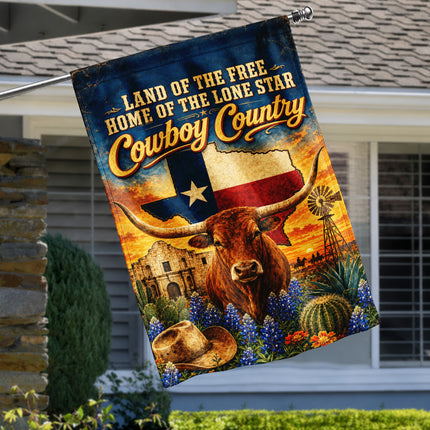 Texas Flag Cowboy Country Longhorn Lone Star Western Flag