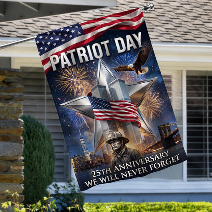 Firefighter Star Twin Towers Patriot Day 25th Anniversary Flag