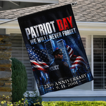 25th Anniversary Patriot Day Night Watch Police Twin Towers Memorial Flag