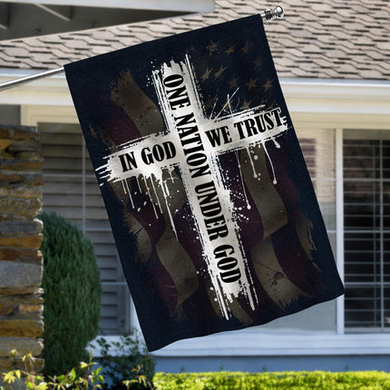 In God We Trust Patriotic Cross One Nation Under God Flag