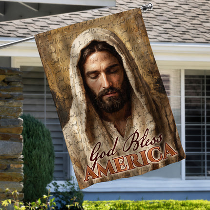 SP-01 Jesus American Flag God Bless America Christian Garden Flag Fourth of July