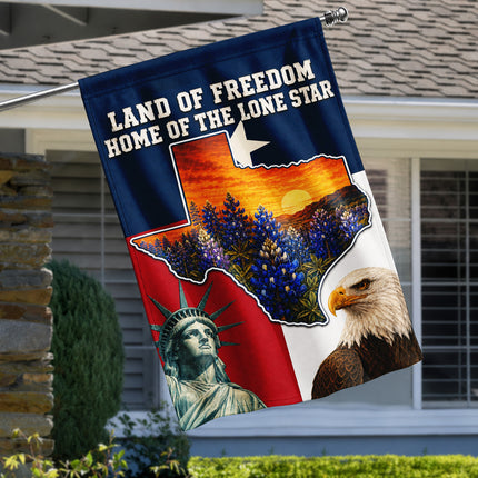Texas Flag Land of Freedom Bluebonnet Eagle Liberty Flag