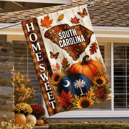 South Carolina Home Sweet Autumn Pumpkin Harvest Flag
