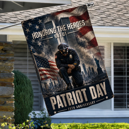 Patriot Day 25th Anniversary Kneeling Police Ground Zero Tribute Flag
