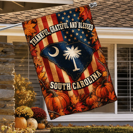 South Carolina Thankful Grateful Blessed Autumn Harvest Flag