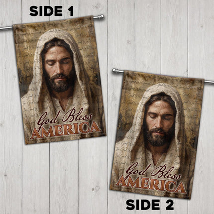 In God We Trust Jesus Portrait God Bless America Flag