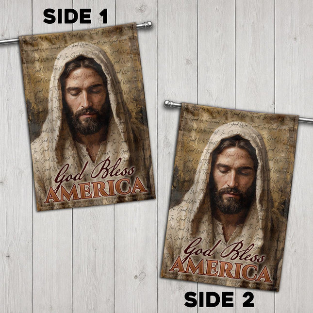 In God We Trust Jesus Portrait God Bless America Flag
