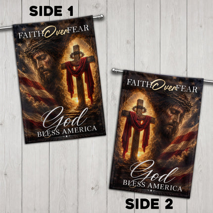 SP-01 Christian Patriotic Decor Flag Faith Over Fear God Bless America National Day of Prayer