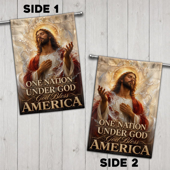 One Nation Under God God Bless America Heavenly Jesus Flag