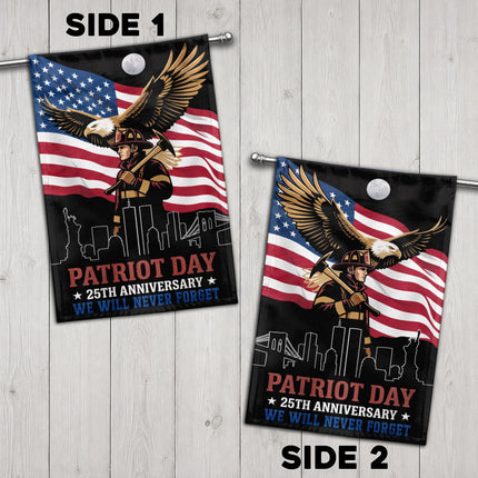 Patriot Day 25th Anniversary Moonlit Eagle Firefighter Skyline Flag