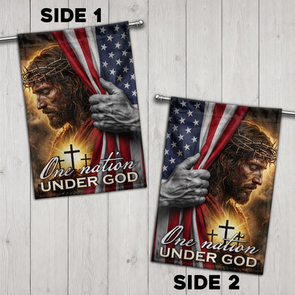 One Nation Under God Jesus American Flag Cross Flag