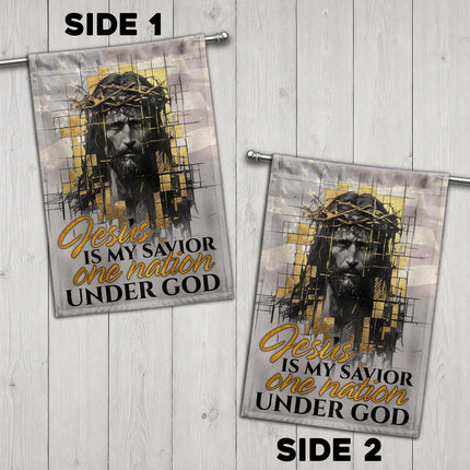 SP-01 Jesus Garden Flag Jesus Is My Savior One Nation Under God Christian Flag