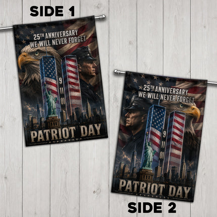 25th Anniversary Patriot Day Liberty Police Eagle Twin Towers Tribute Flag