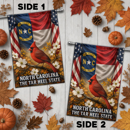 North Carolina Fall Cardinal Dogwood Tar Heel State Flag