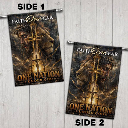 Faith Over Fear One Nation Under God Christian Flag