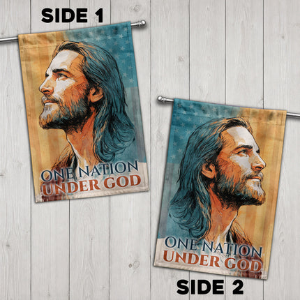 SP-01 Christian Art Flag One Nation Under God Prayer and Devotion