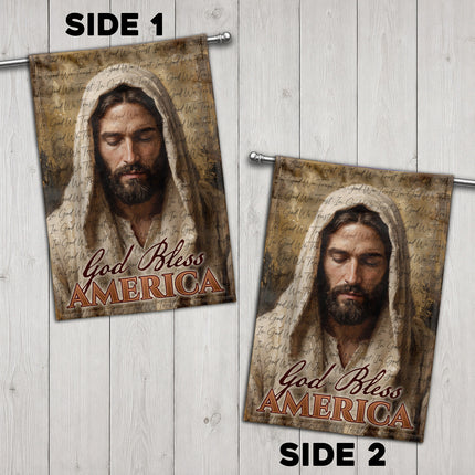 SP-01 Jesus American Flag God Bless America Christian Garden Flag Fourth of July