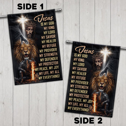 Jesus Is My God My King My Lord Warrior Lion Flag