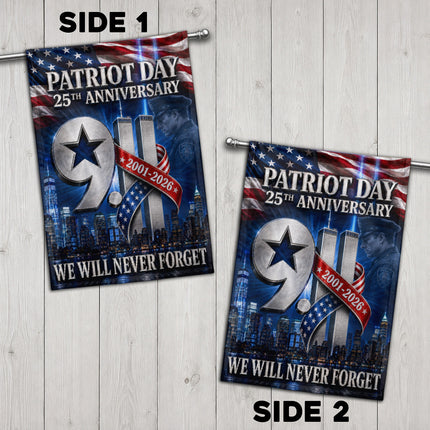 Patriot Day 25th Anniversary 2001 2026 Police Star Twin Towers Flag