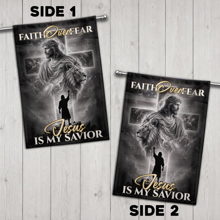 SP-01 Religious Yard Decor Flag Faith Over Fear Jesus Is My Savior Memorial Day