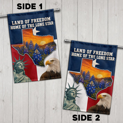 Texas Flag Land of Freedom Bluebonnet Eagle Liberty Flag