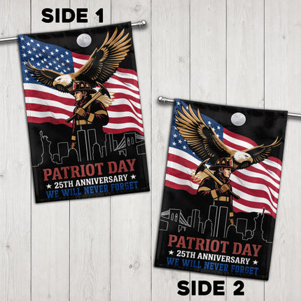 Patriot Day 25th Anniversary Moonlit Eagle Firefighter Skyline Flag